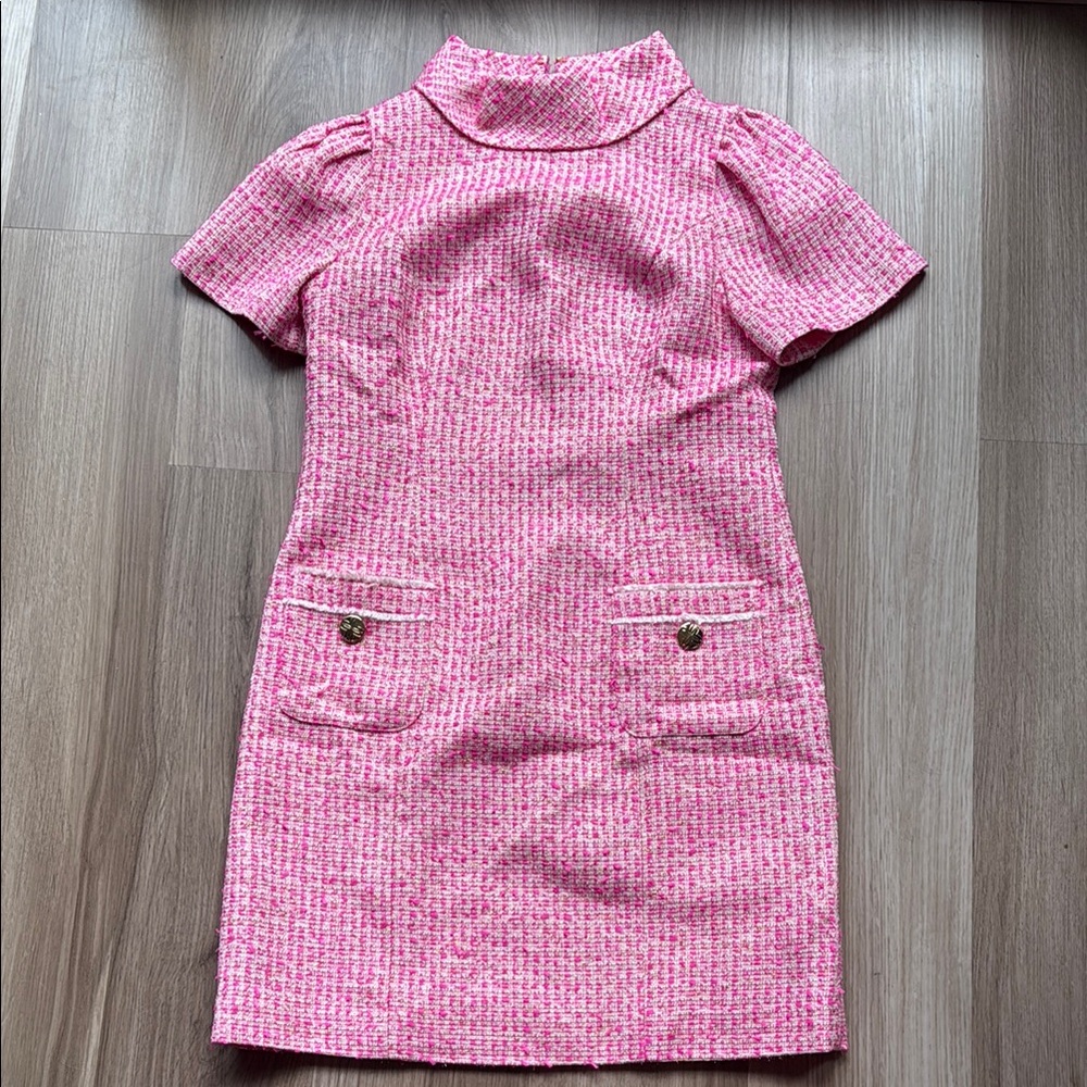 Lilly Pulitzer Pink Puff Sleeve Mock Neck Dress